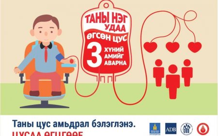 ЦУСНЫ ДОНОРЫН ӨДӨРЛӨГ ҮРГЭЛЖИЛЖ БАЙНА