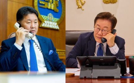 МОНГОЛ УЛСЫН ЕРӨНХИЙЛӨГЧ У.ХҮРЭЛСҮХ БНСУ-ЫН ЕРӨНХИЙЛӨГЧ И ЖЭ МЁНТОЙ УТСААР ЯРИЛАА